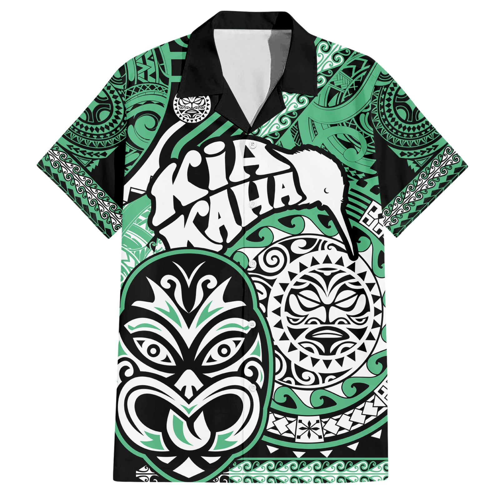 Te Reo Maori New Zealand Hawaiian Shirt Aotearoa Kia Haka Maori Tribal Tattoo Green Style - Vibe Hoodie Shop