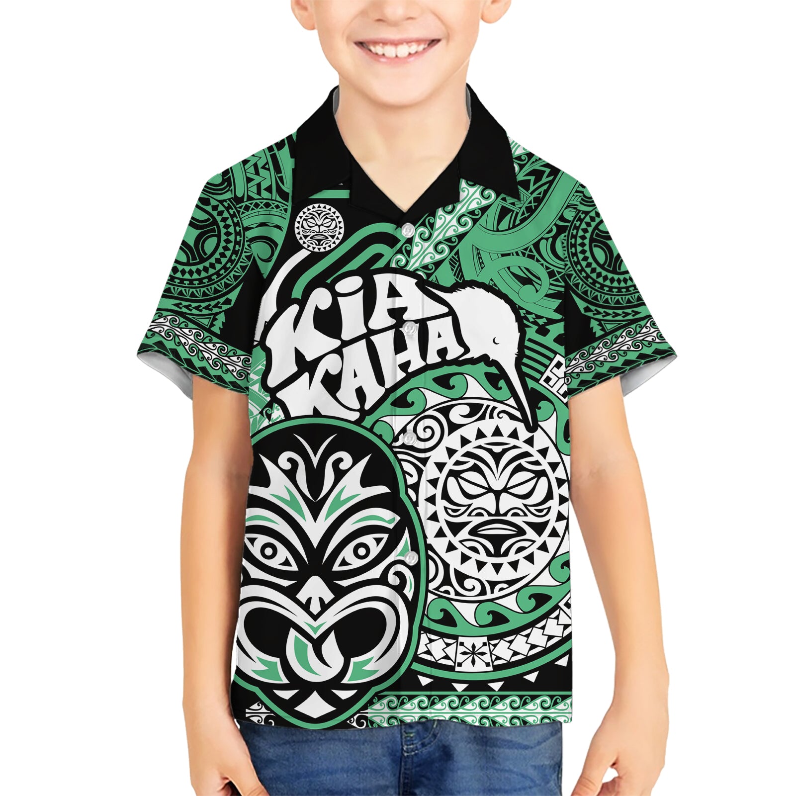 Te Reo Maori New Zealand Hawaiian Shirt Aotearoa Kia Haka Maori Tribal Tattoo Green Style - Vibe Hoodie Shop