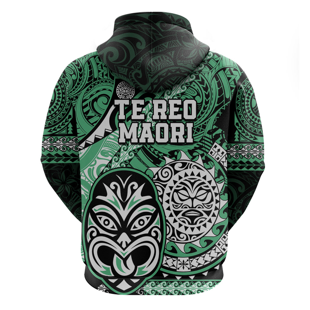 Te Reo Maori New Zealand Hoodie Aotearoa Kia Haka Maori Tribal Tattoo Green Style LT9 - Vibe Hoodie Shop