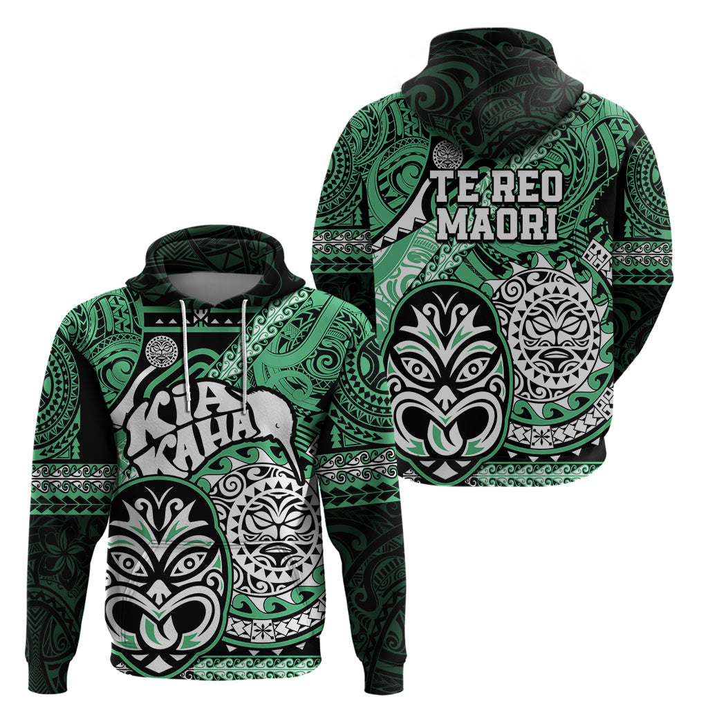 Te Reo Maori New Zealand Hoodie Aotearoa Kia Haka Maori Tribal Tattoo Green Style LT9 - Vibe Hoodie Shop