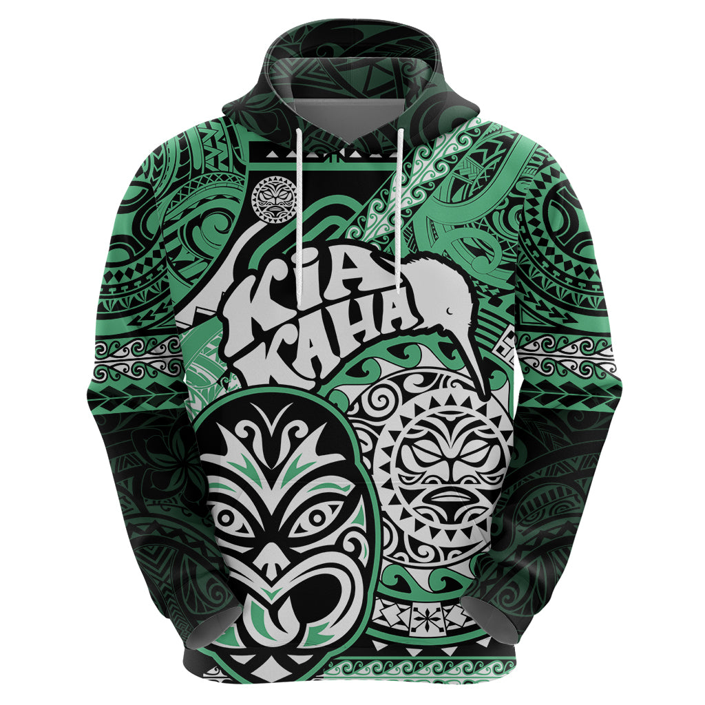 Te Reo Maori New Zealand Hoodie Aotearoa Kia Haka Maori Tribal Tattoo Green Style LT9 - Vibe Hoodie Shop