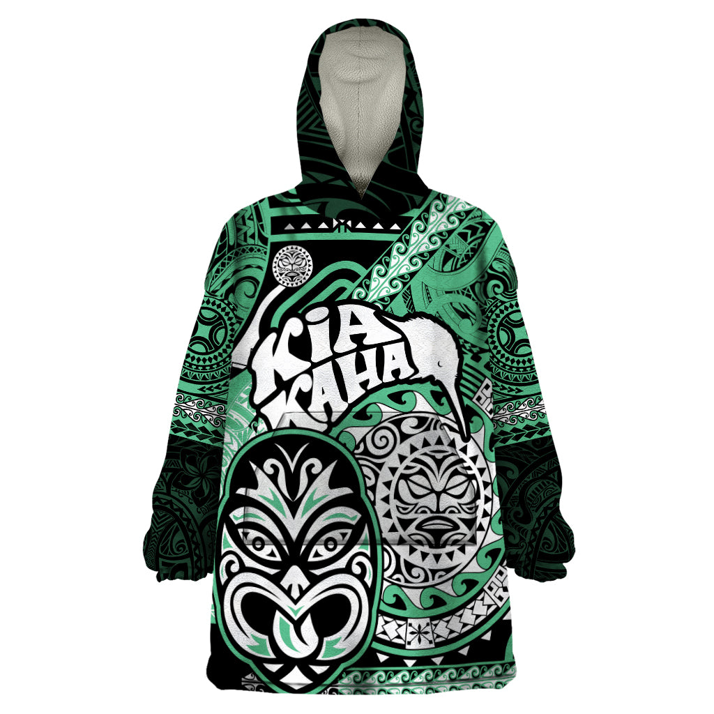 Te Reo Maori New Zealand Wearable Blanket Hoodie Aotearoa Kia Haka Maori Tribal Tattoo Green Style - Vibe Hoodie Shop