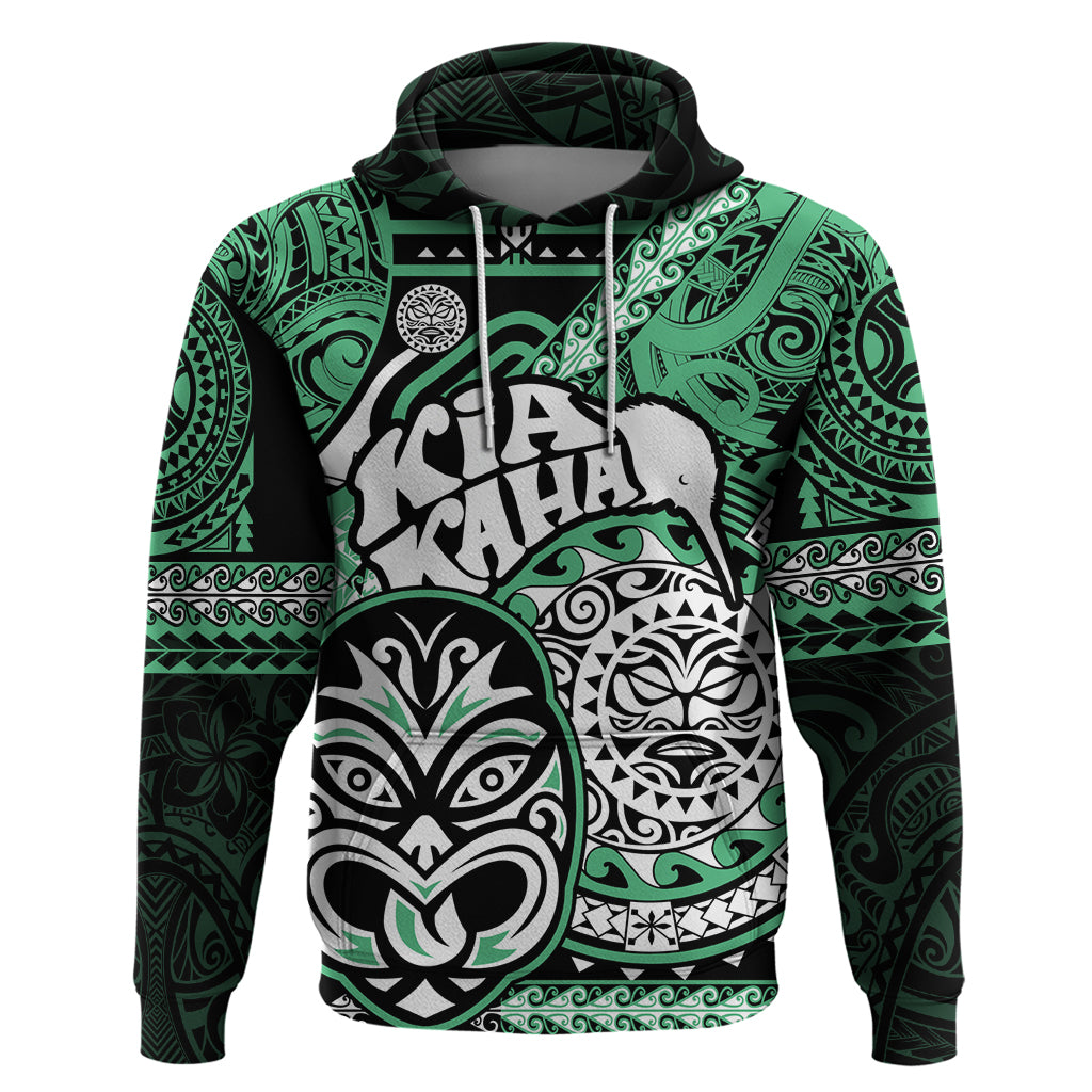 Personalised Te Reo Maori New Zealand Hoodie Aotearoa Kia Haka Maori Tribal Tattoo Green Style LT9 - Vibe Hoodie Shop