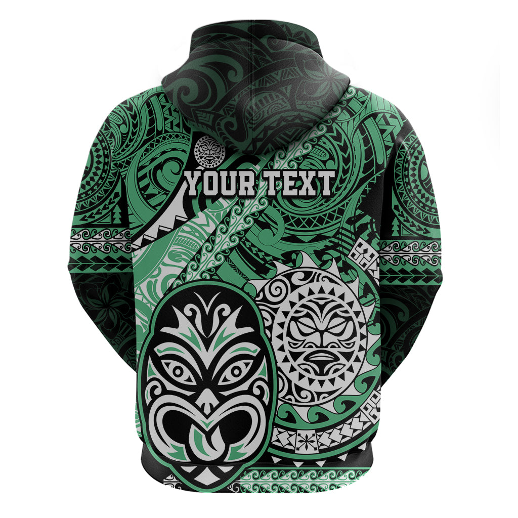 Personalised Te Reo Maori New Zealand Hoodie Aotearoa Kia Haka Maori Tribal Tattoo Green Style LT9 - Vibe Hoodie Shop