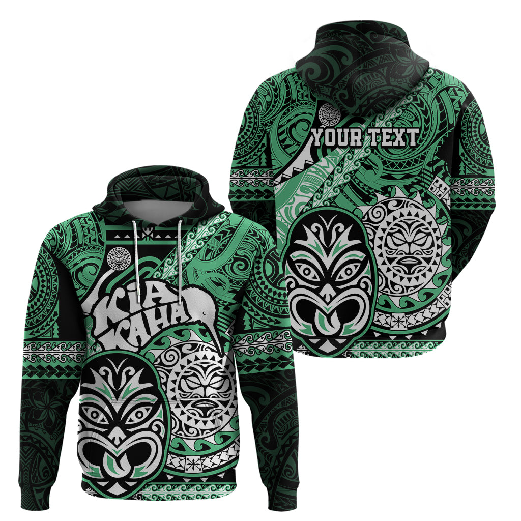 Personalised Te Reo Maori New Zealand Hoodie Aotearoa Kia Haka Maori Tribal Tattoo Green Style LT9 - Vibe Hoodie Shop