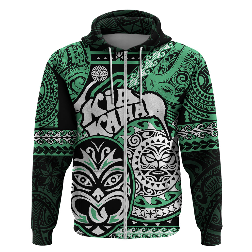 Personalised Te Reo Maori New Zealand Hoodie Aotearoa Kia Haka Maori Tribal Tattoo Green Style LT9 - Vibe Hoodie Shop