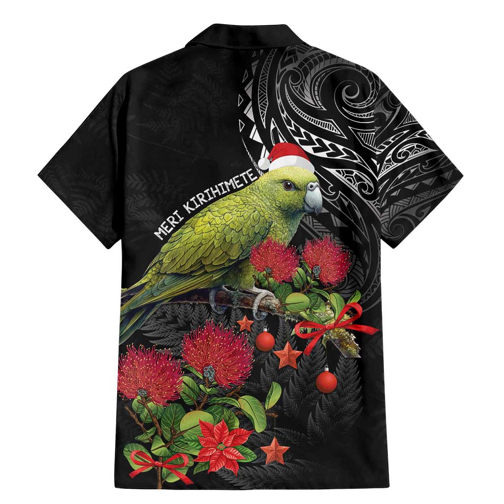 Meri Kirihimete Kakapo Family Matching Mermaid Dress and Hawaiian Shirt Black Silver Fern Christmas Vibe