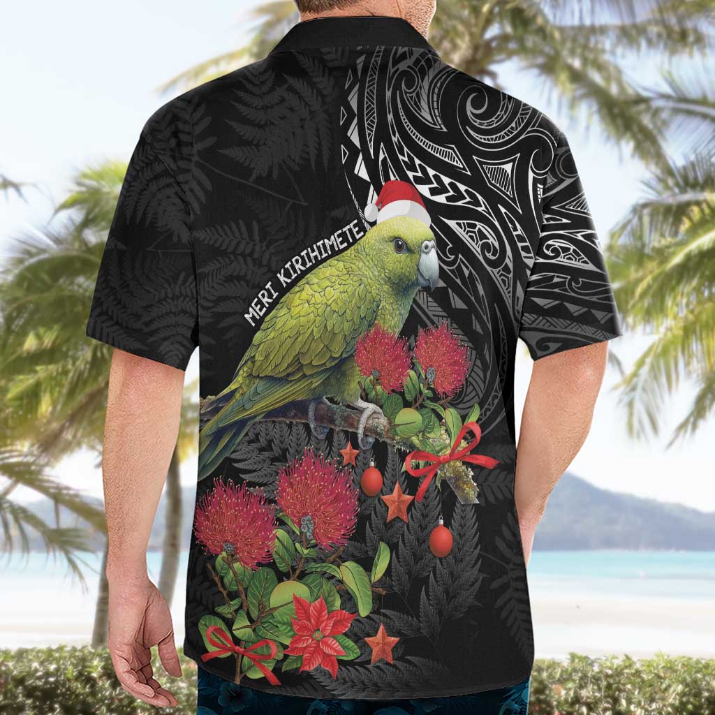 Meri Kirihimete Kakapo Hawaiian Shirt Black Silver Fern Christmas Vibe - Vibe Hoodie Shop