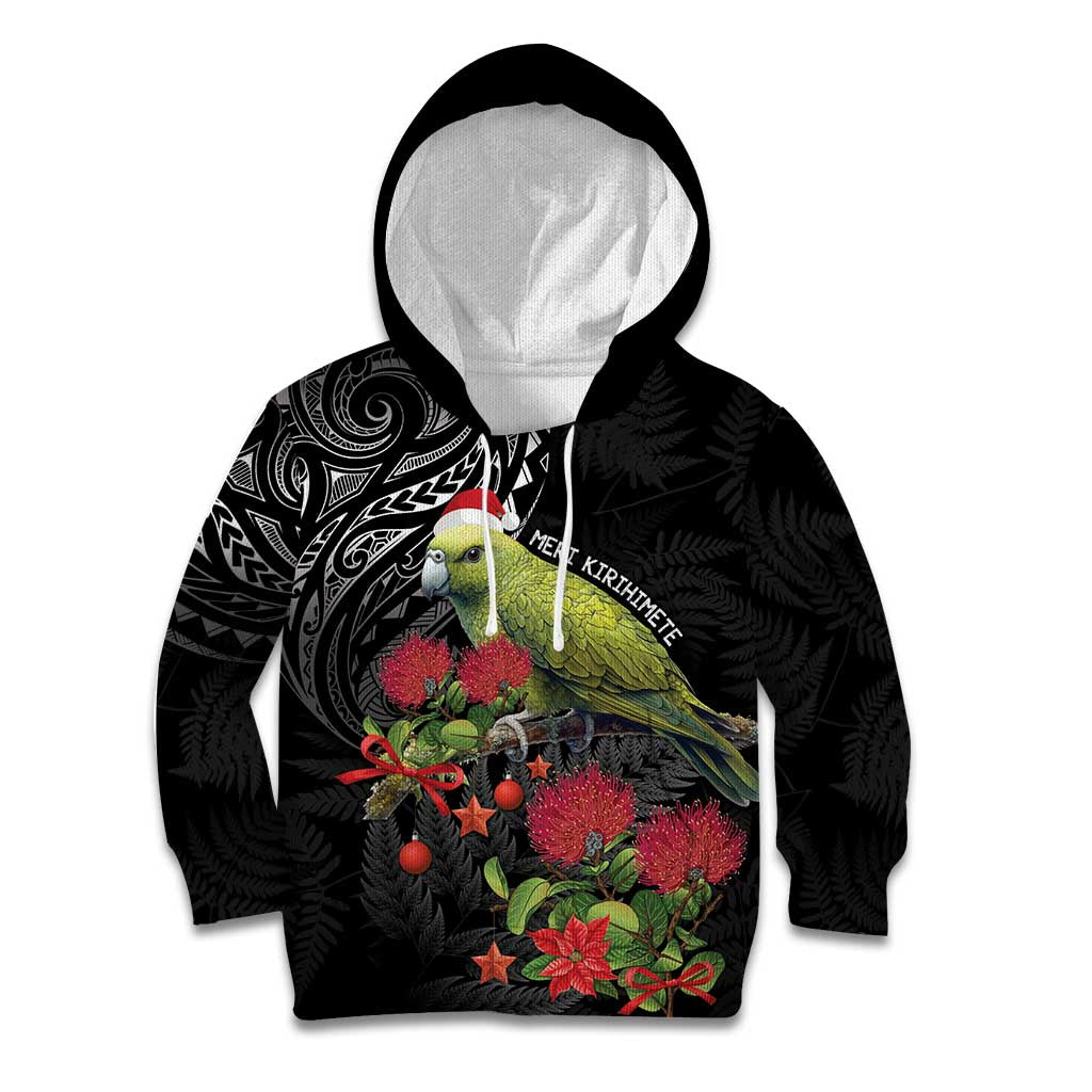 Meri Kirihimete Kakapo Kid Hoodie Black Silver Fern Christmas Vibe - Vibe Hoodie Shop