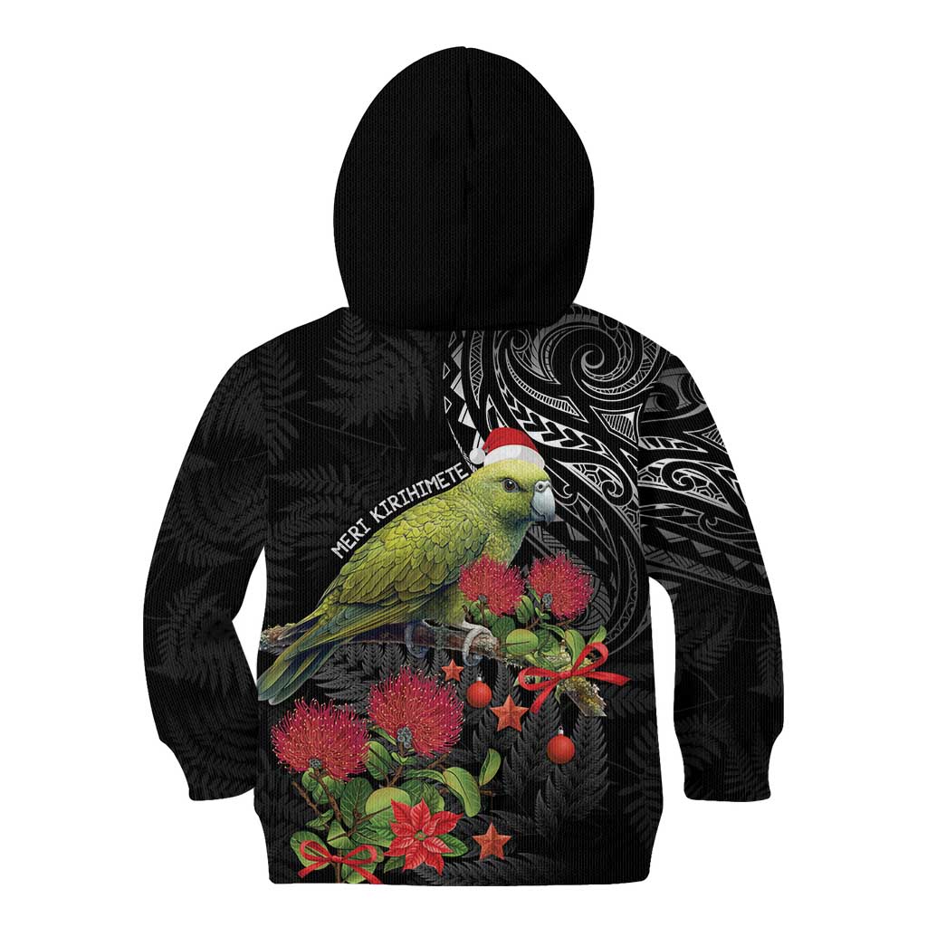 Meri Kirihimete Kakapo Kid Hoodie Black Silver Fern Christmas Vibe - Vibe Hoodie Shop