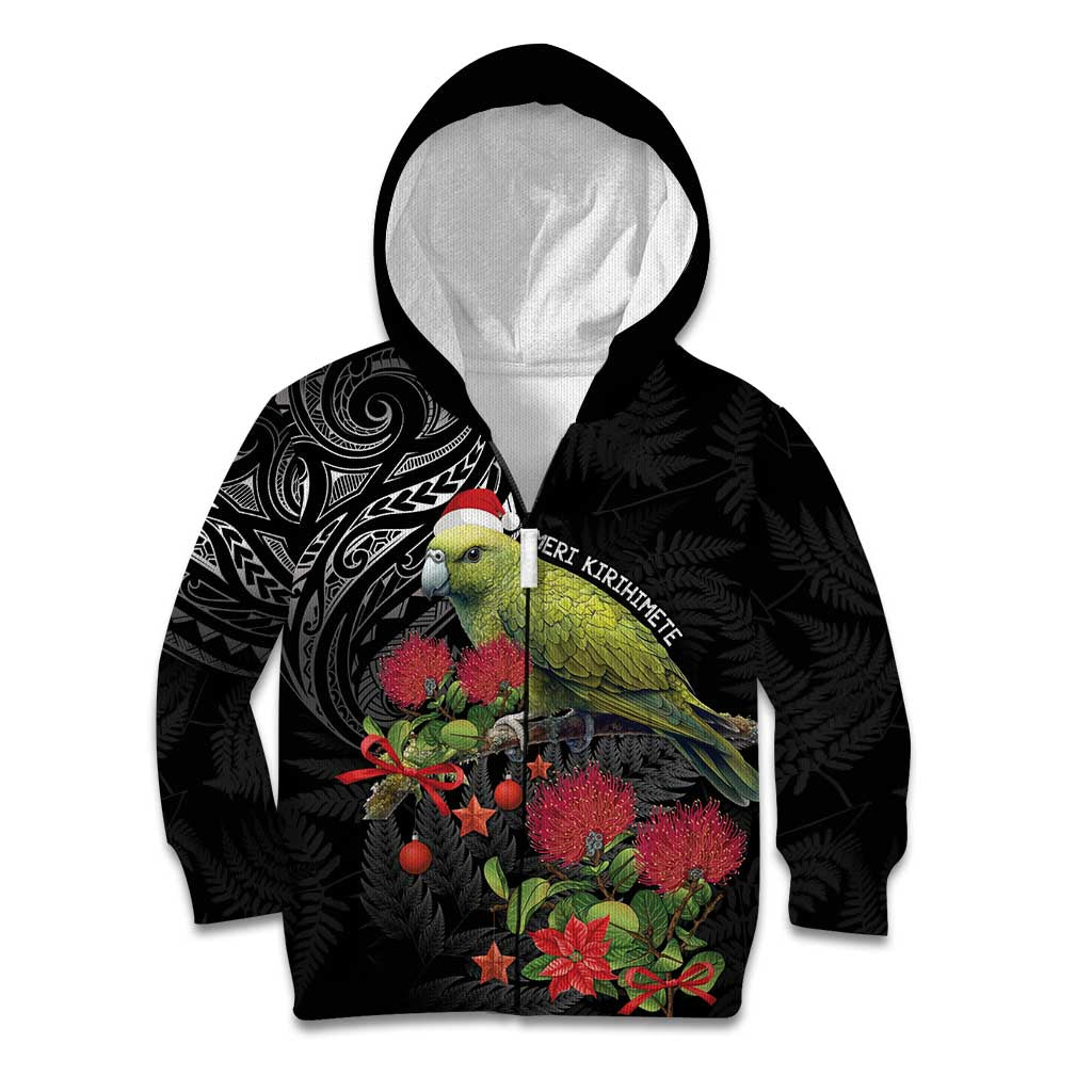 Meri Kirihimete Kakapo Kid Hoodie Black Silver Fern Christmas Vibe - Vibe Hoodie Shop