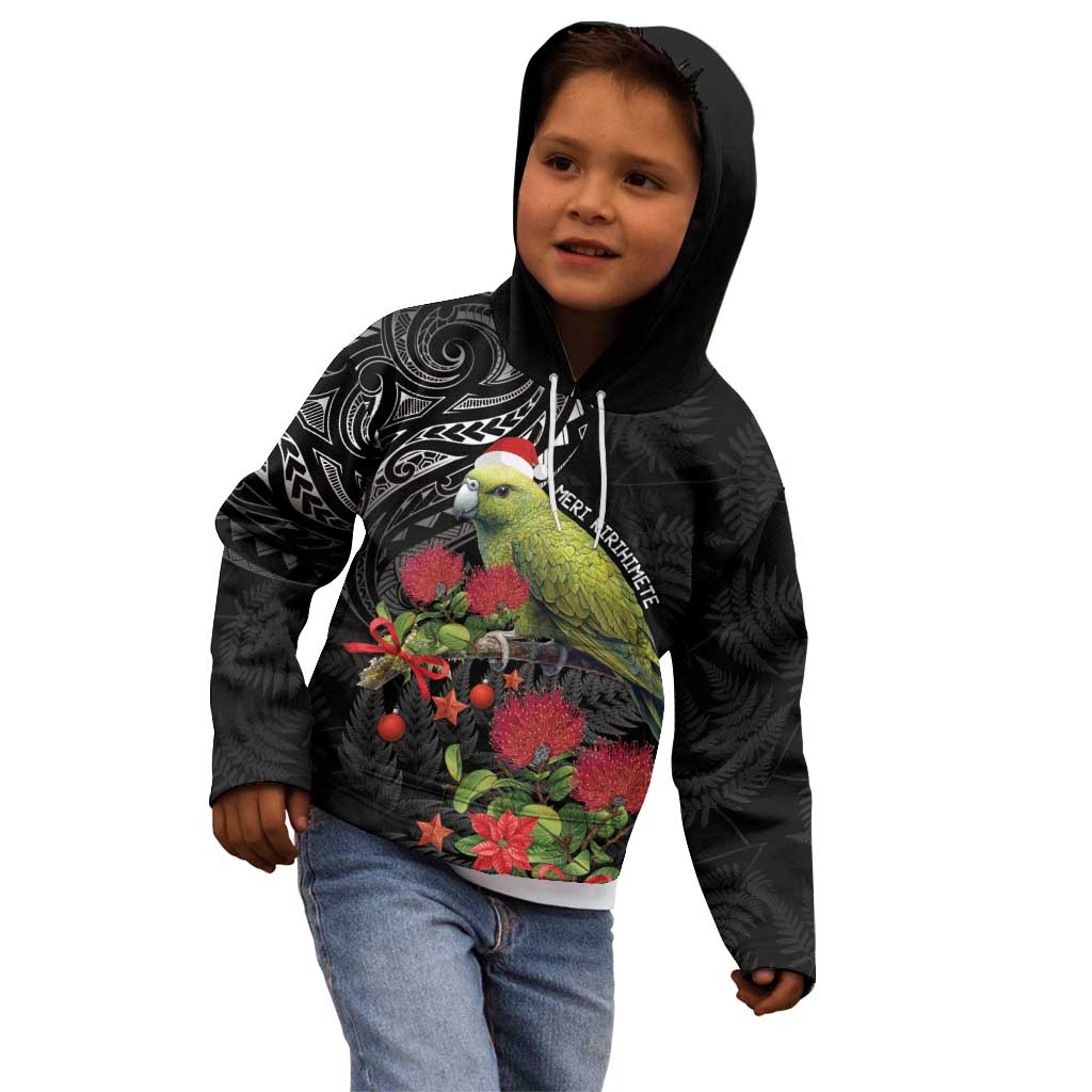 Meri Kirihimete Kakapo Kid Hoodie Black Silver Fern Christmas Vibe - Vibe Hoodie Shop