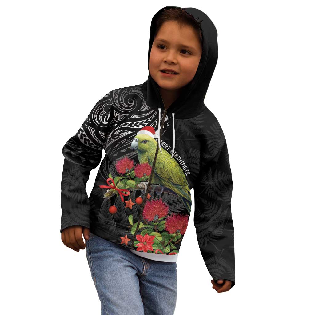 Meri Kirihimete Kakapo Kid Hoodie Black Silver Fern Christmas Vibe - Vibe Hoodie Shop