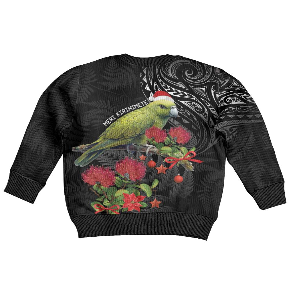 Meri Kirihimete Kakapo Kid Ugly Christmas Sweater Black Silver Fern Christmas Vibe