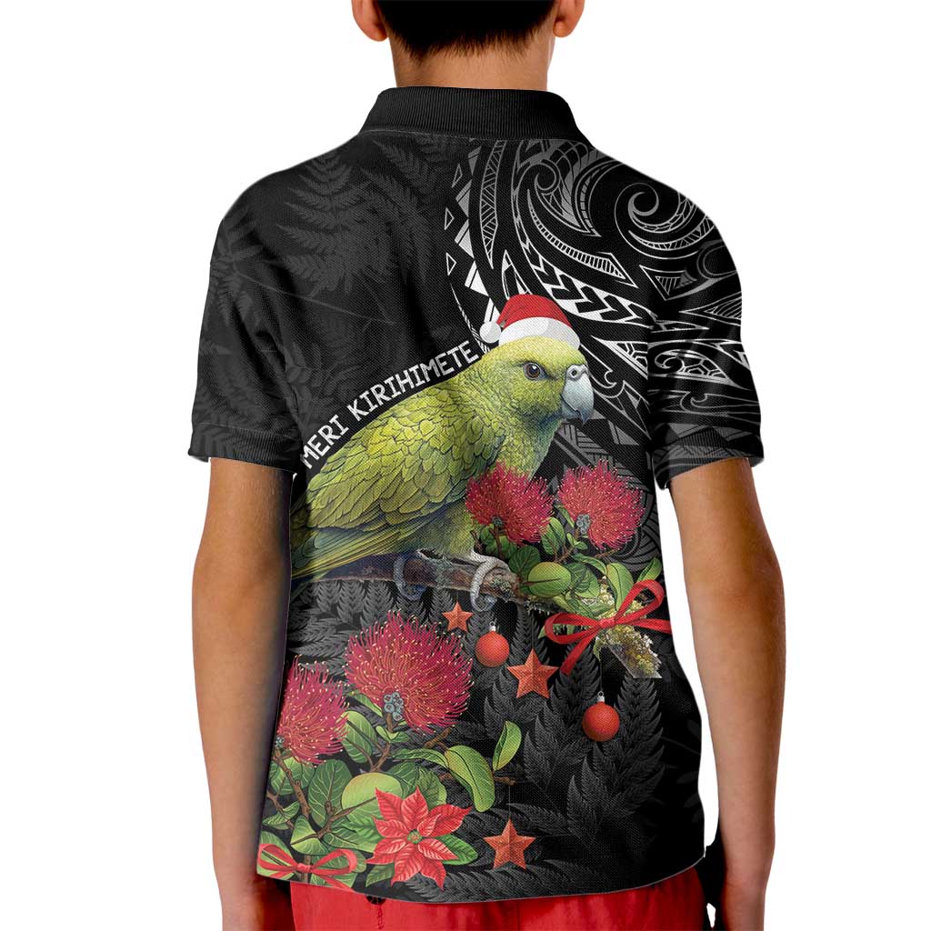 Meri Kirihimete Kakapo Kid Polo Shirt Black Silver Fern Christmas Vibe - Vibe Hoodie Shop