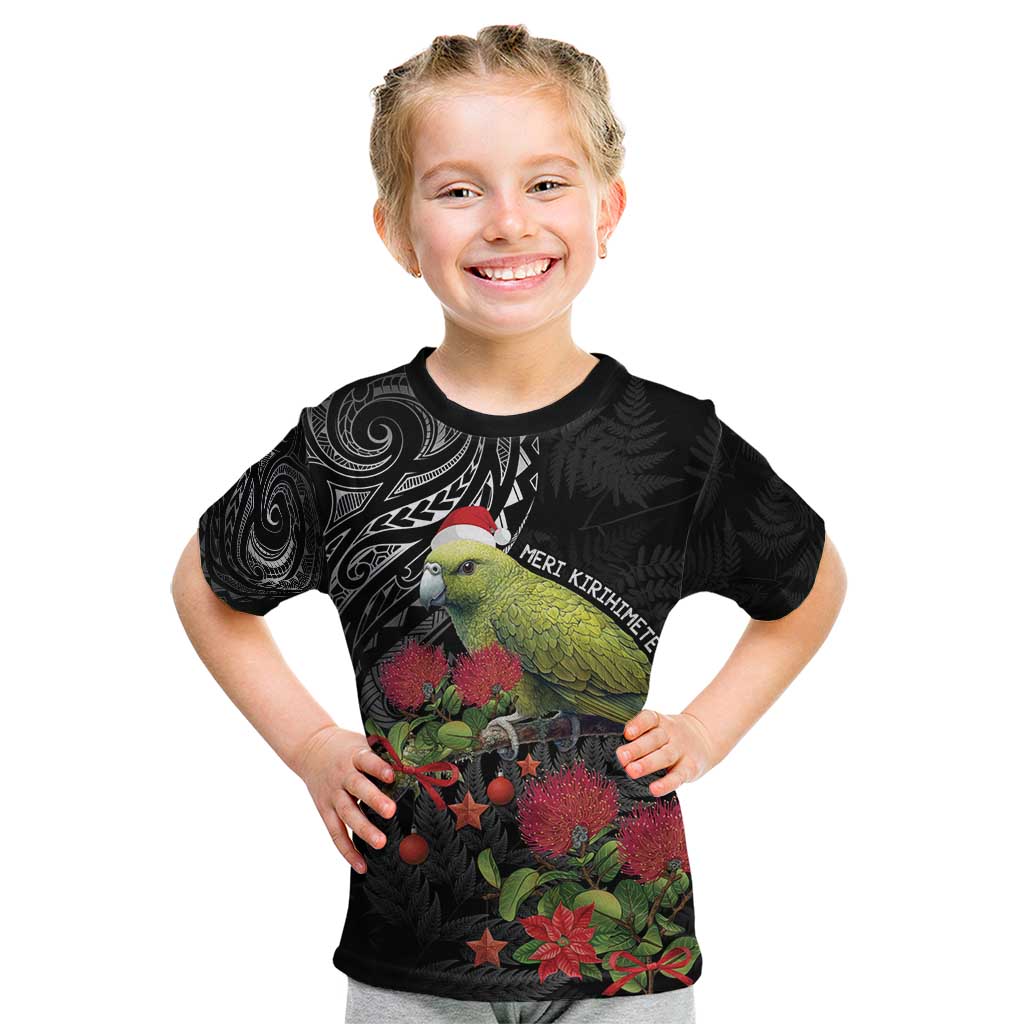 Meri Kirihimete Kakapo Kid T Shirt Black Silver Fern Christmas Vibe - Vibe Hoodie Shop