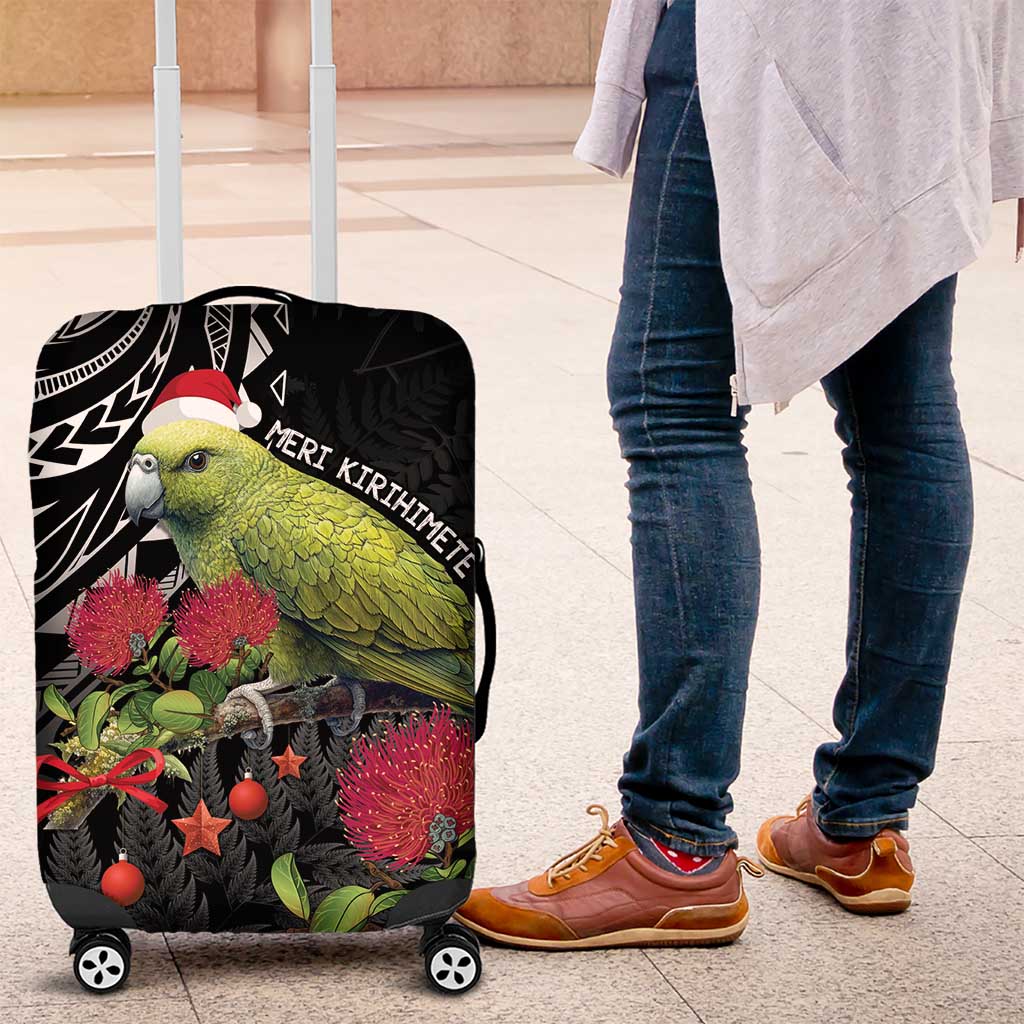 Meri Kirihimete Kakapo Luggage Cover Black Silver Fern Christmas Vibe - Vibe Hoodie Shop