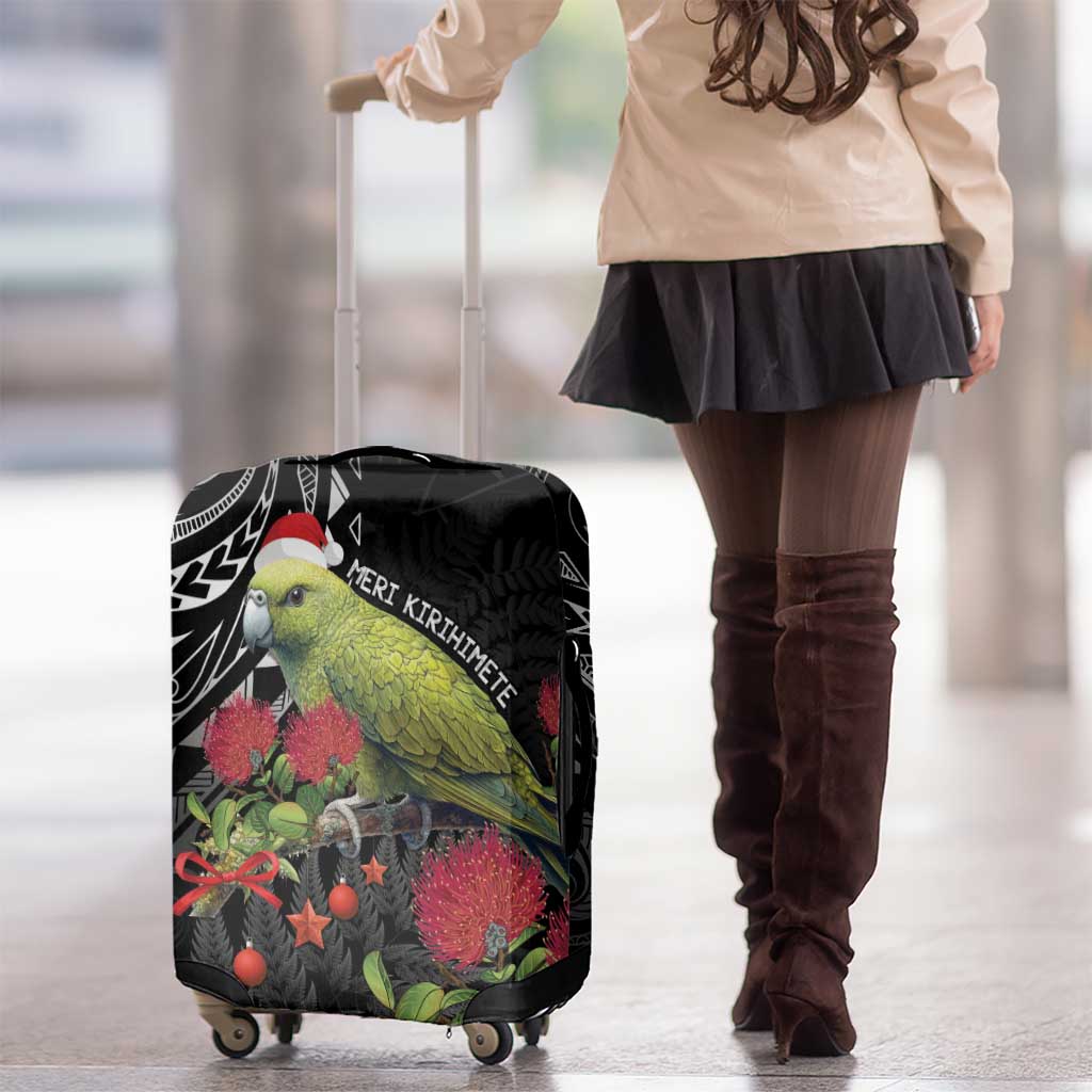 Meri Kirihimete Kakapo Luggage Cover Black Silver Fern Christmas Vibe - Vibe Hoodie Shop