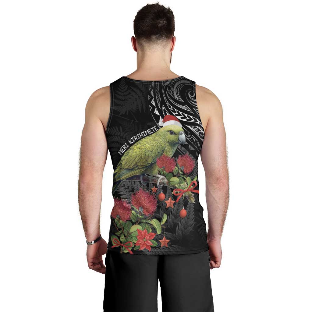 Meri Kirihimete Kakapo Men Tank Top Black Silver Fern Christmas Vibe - Vibe Hoodie Shop