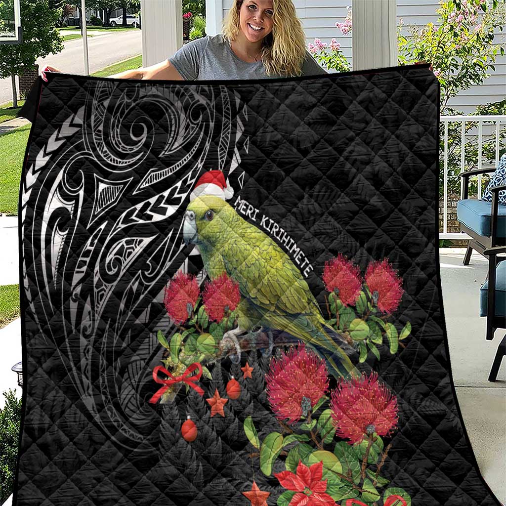 Meri Kirihimete Kakapo Quilt Black Silver Fern Christmas Vibe - Vibe Hoodie Shop