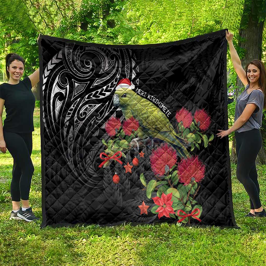 Meri Kirihimete Kakapo Quilt Black Silver Fern Christmas Vibe - Vibe Hoodie Shop