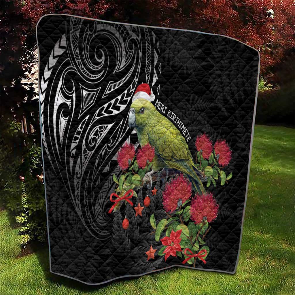 Meri Kirihimete Kakapo Quilt Black Silver Fern Christmas Vibe - Vibe Hoodie Shop