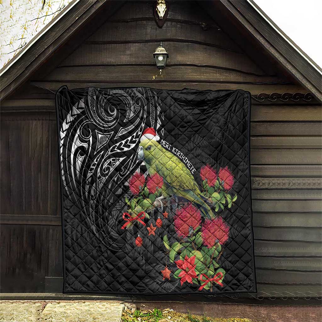 Meri Kirihimete Kakapo Quilt Black Silver Fern Christmas Vibe - Vibe Hoodie Shop