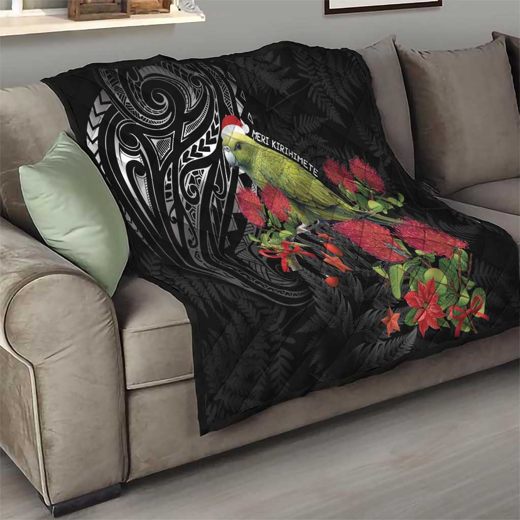 Meri Kirihimete Kakapo Quilt Black Silver Fern Christmas Vibe - Vibe Hoodie Shop