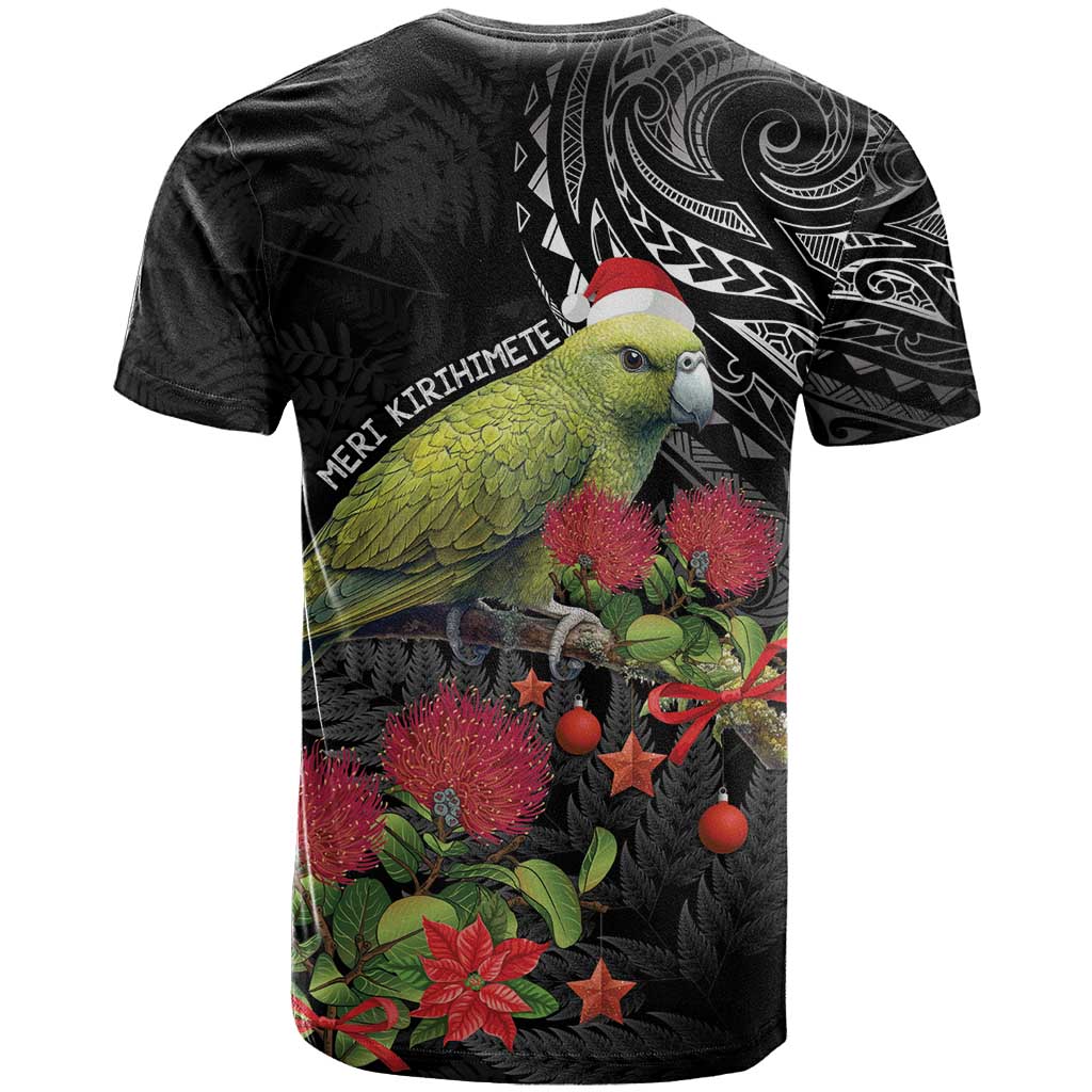 Meri Kirihimete Kakapo T Shirt Black Silver Fern Christmas Vibe LT9 - Vibe Hoodie Shop