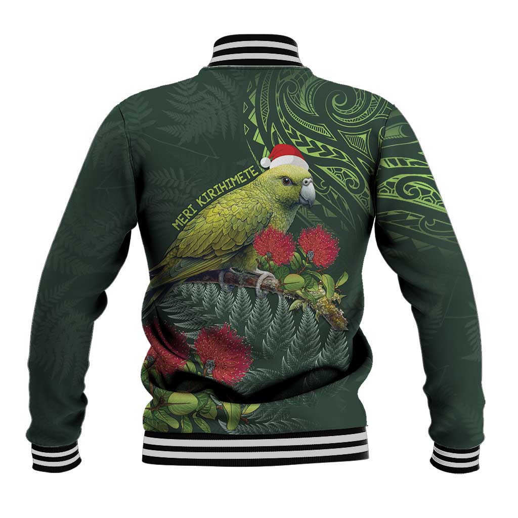 Meri Kirihimete Kakapo Baseball Jacket Green Silver Fern Christmas Vibe - Vibe Hoodie Shop