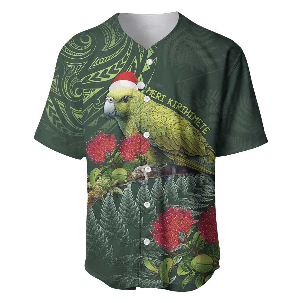 Meri Kirihimete Kakapo Baseball Jersey Green Silver Fern Christmas Vibe - Vibe Hoodie Shop