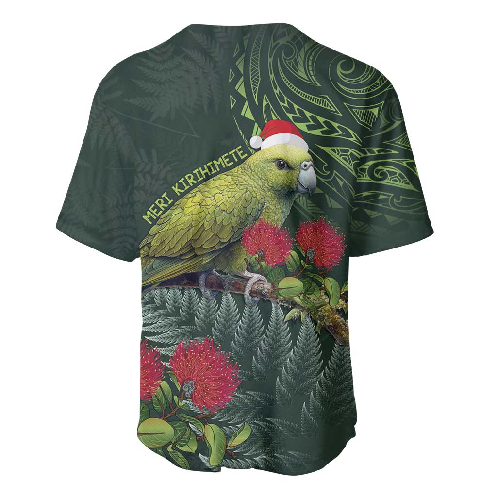 Meri Kirihimete Kakapo Baseball Jersey Green Silver Fern Christmas Vibe - Vibe Hoodie Shop