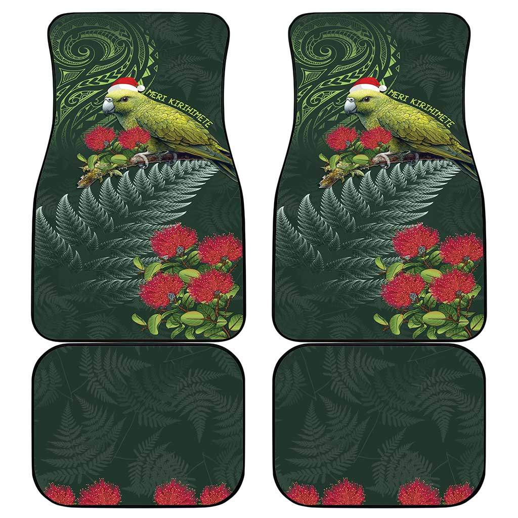 Meri Kirihimete Kakapo Car Mats Green Silver Fern Christmas Vibe