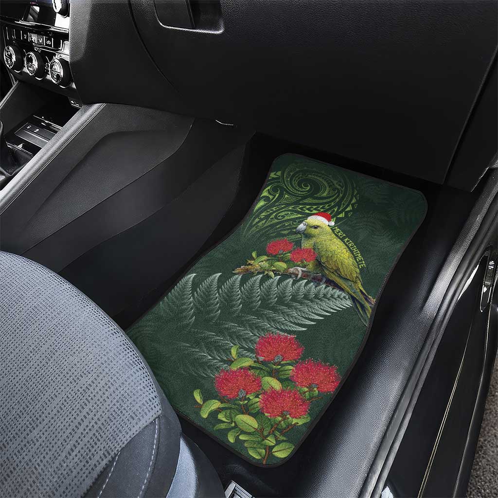 Meri Kirihimete Kakapo Car Mats Green Silver Fern Christmas Vibe