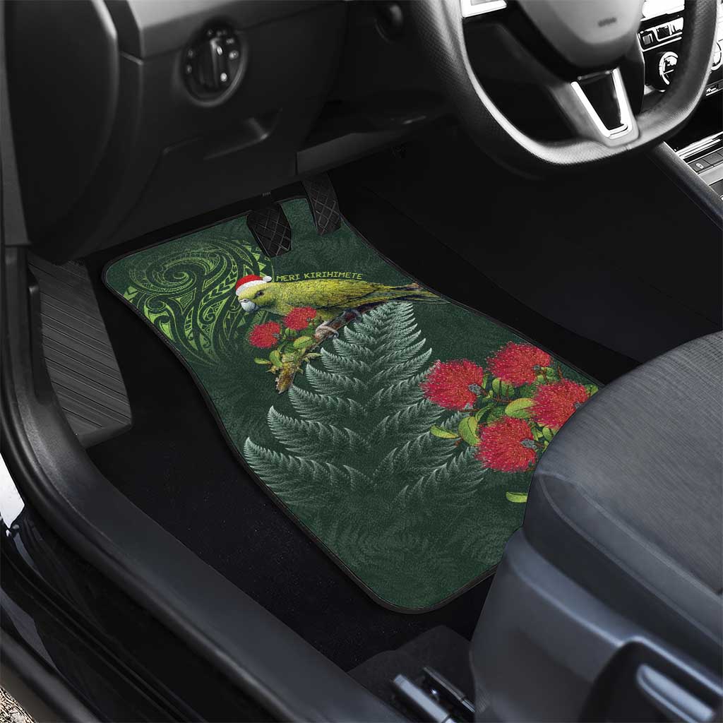 Meri Kirihimete Kakapo Car Mats Green Silver Fern Christmas Vibe