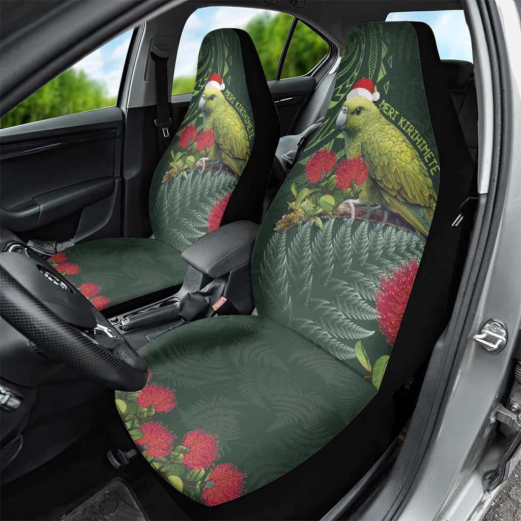 Meri Kirihimete Kakapo Car Seat Cover Green Silver Fern Christmas Vibe - Vibe Hoodie Shop