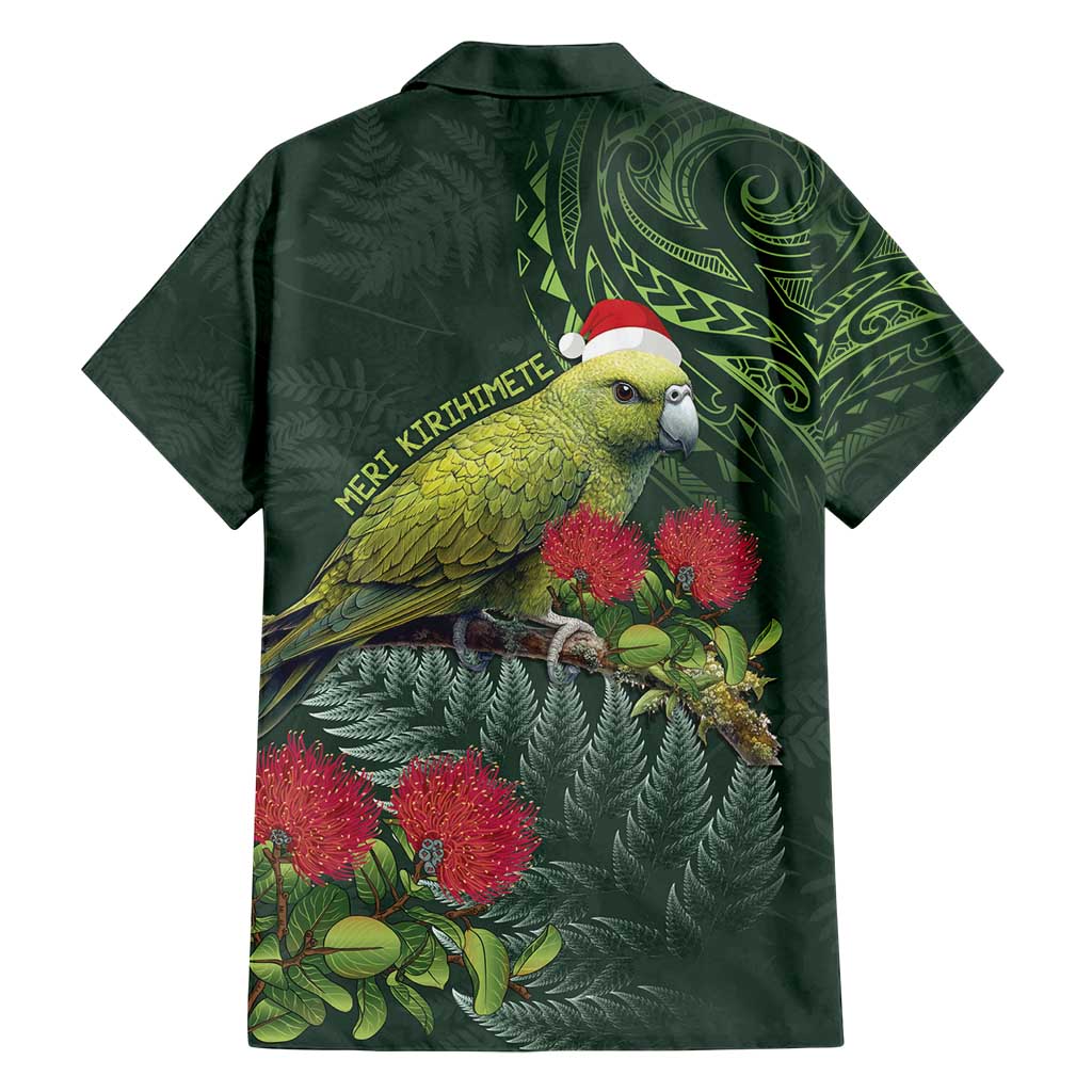 Meri Kirihimete Kakapo Family Matching Long Sleeve Bodycon Dress and Hawaiian Shirt Green Silver Fern Christmas Vibe