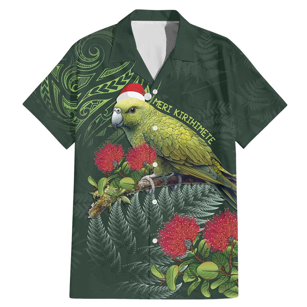 Meri Kirihimete Kakapo Family Matching Mermaid Dress and Hawaiian Shirt Green Silver Fern Christmas Vibe