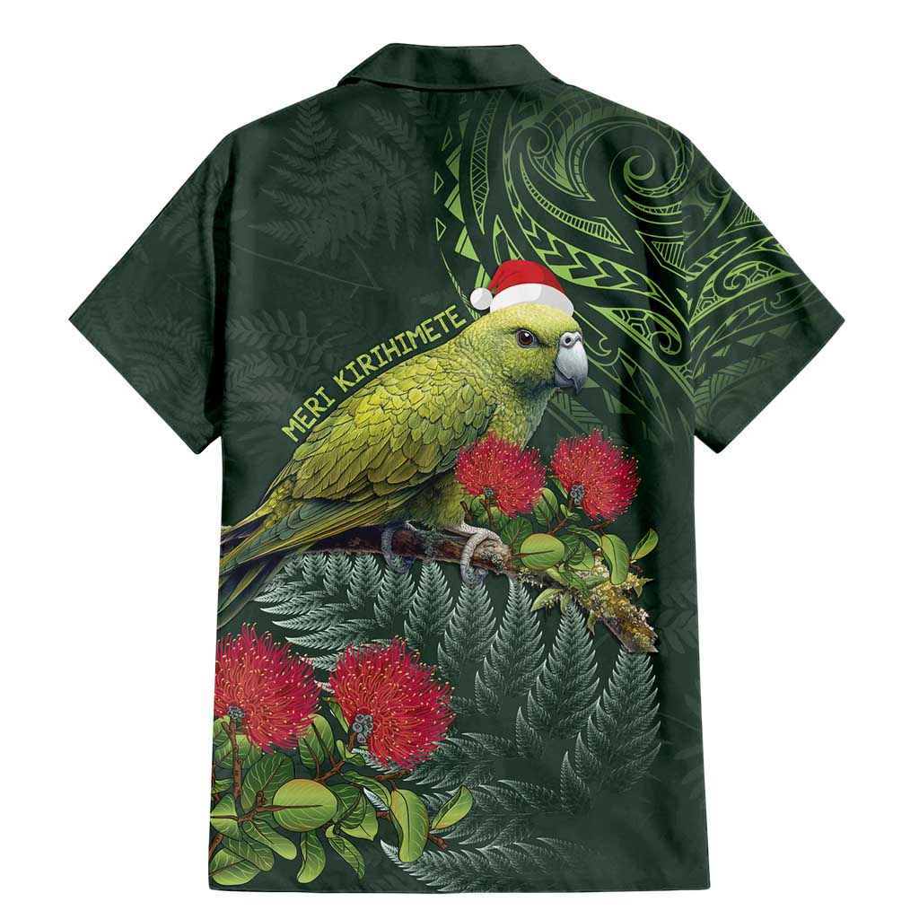 Meri Kirihimete Kakapo Family Matching Mermaid Dress and Hawaiian Shirt Green Silver Fern Christmas Vibe