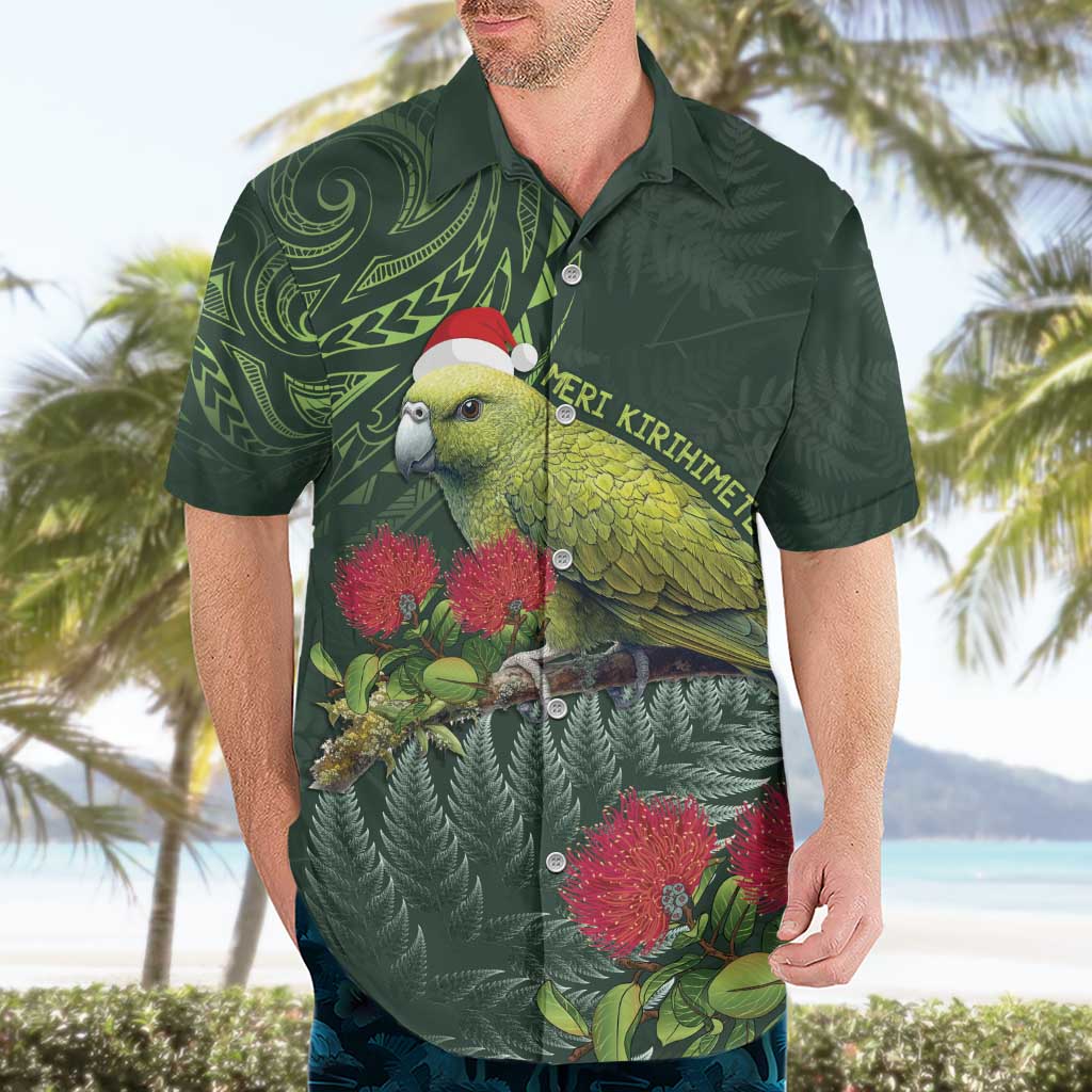 Meri Kirihimete Kakapo Hawaiian Shirt Green Silver Fern Christmas Vibe - Vibe Hoodie Shop