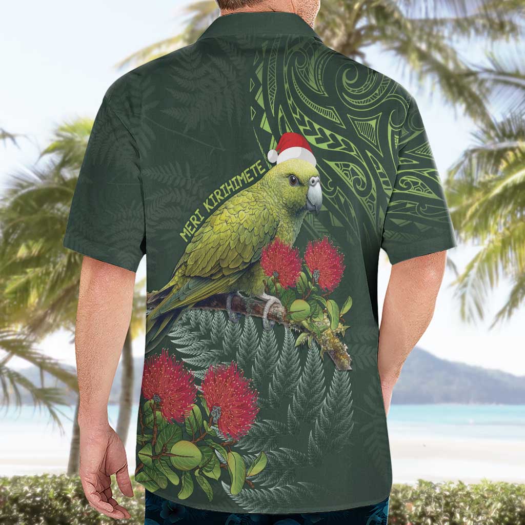 Meri Kirihimete Kakapo Hawaiian Shirt Green Silver Fern Christmas Vibe - Vibe Hoodie Shop