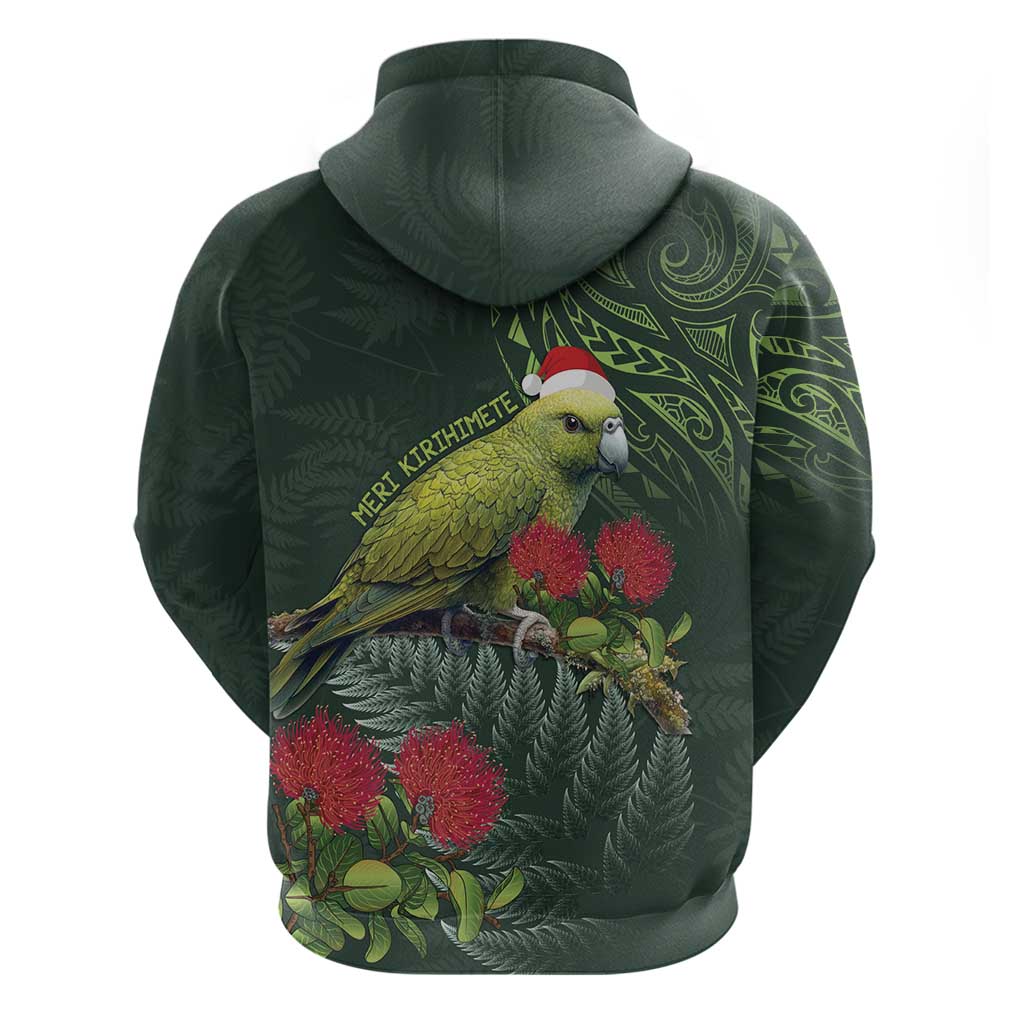 Meri Kirihimete Kakapo Hoodie Green Silver Fern Christmas Vibe LT9 - Vibe Hoodie Shop