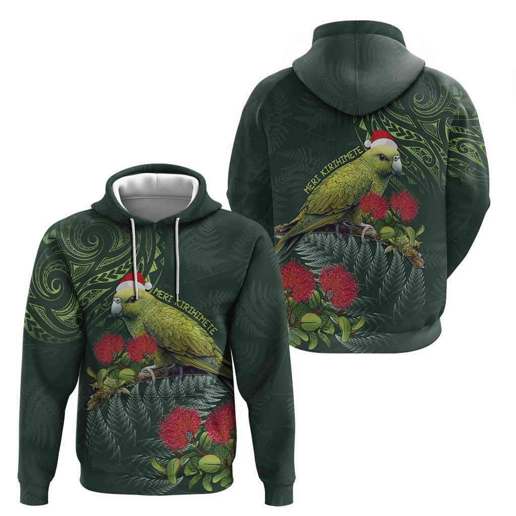 Meri Kirihimete Kakapo Hoodie Green Silver Fern Christmas Vibe LT9 - Vibe Hoodie Shop