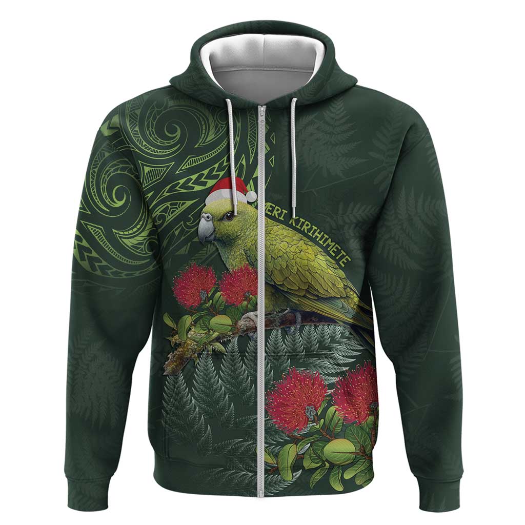 Meri Kirihimete Kakapo Hoodie Green Silver Fern Christmas Vibe LT9 - Vibe Hoodie Shop