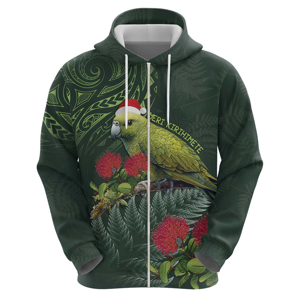 Meri Kirihimete Kakapo Hoodie Green Silver Fern Christmas Vibe LT9 - Vibe Hoodie Shop