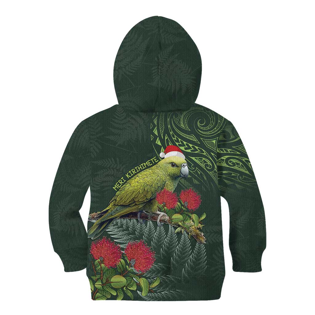 Meri Kirihimete Kakapo Kid Hoodie Green Silver Fern Christmas Vibe - Vibe Hoodie Shop