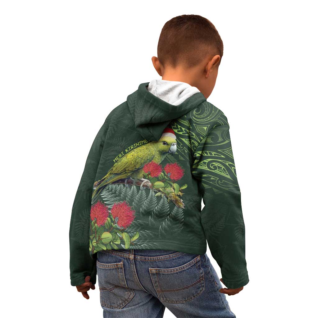 Meri Kirihimete Kakapo Kid Hoodie Green Silver Fern Christmas Vibe - Vibe Hoodie Shop