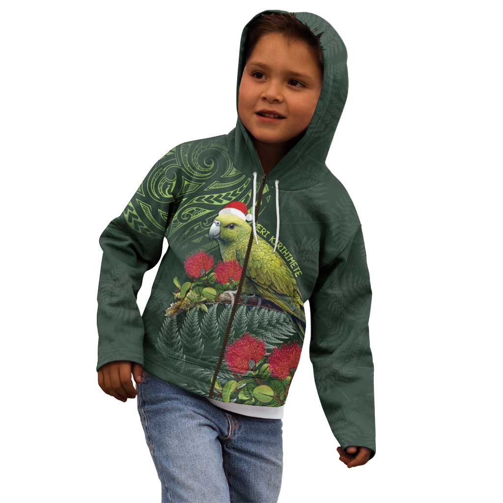 Meri Kirihimete Kakapo Kid Hoodie Green Silver Fern Christmas Vibe - Vibe Hoodie Shop