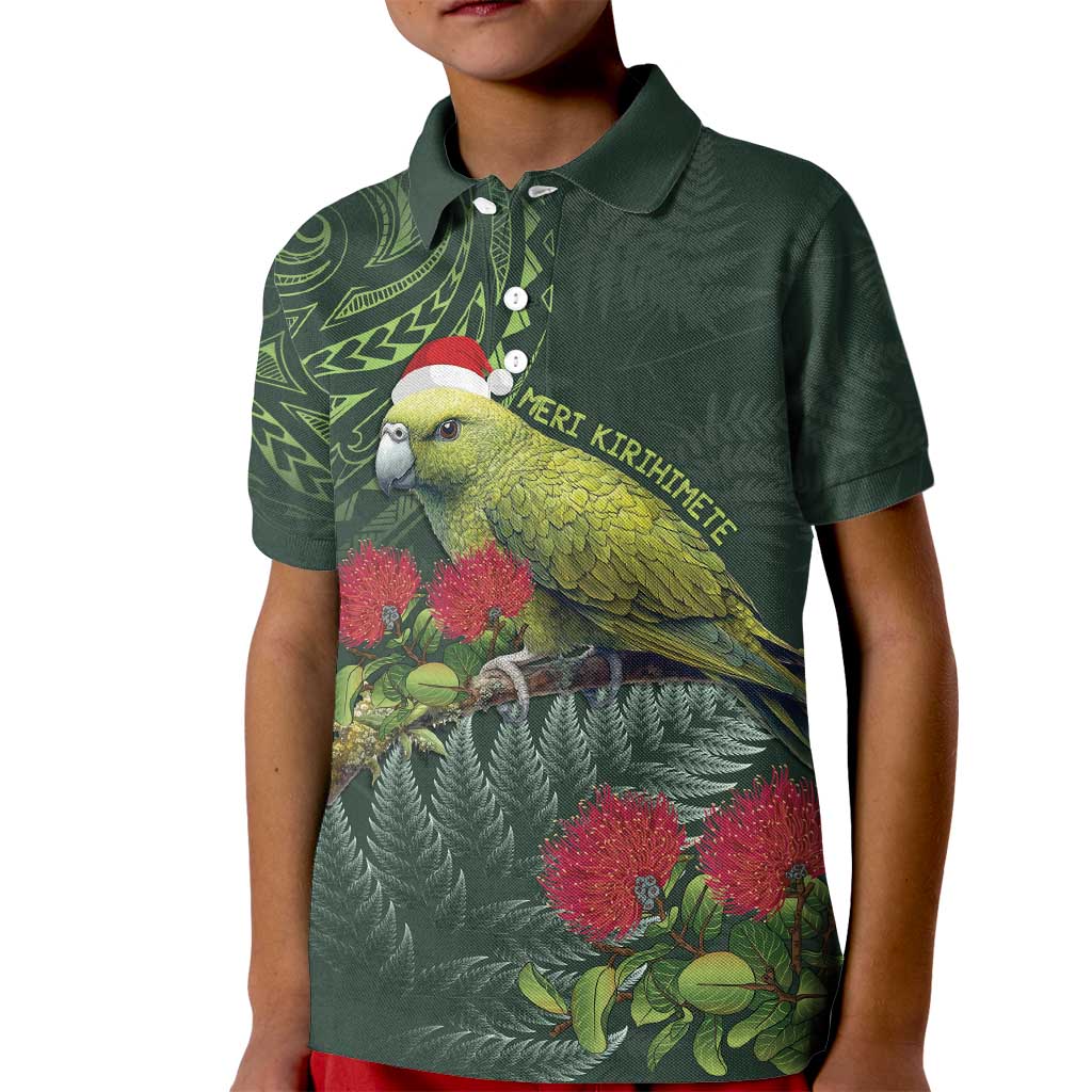 Meri Kirihimete Kakapo Kid Polo Shirt Green Silver Fern Christmas Vibe - Vibe Hoodie Shop