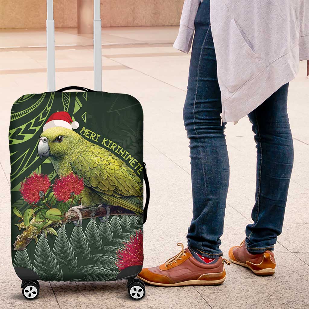 Meri Kirihimete Kakapo Luggage Cover Green Silver Fern Christmas Vibe - Vibe Hoodie Shop